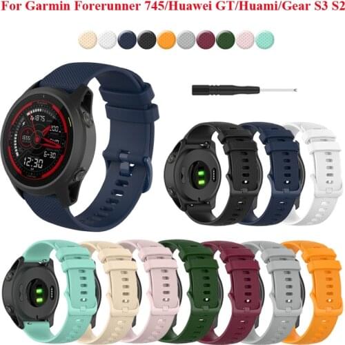 20 22MM Quick Release Silicone Watch Band Strap For Garmin Forerunner 745 Smart Watch Wrist Band Strap For Huawei /Samsung Watch