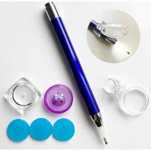 Diamond Painting Pen Glowing lights with Clips on Magnifier 5D Painting with Diamonds Glue Clay Container DIY Craft Accessories