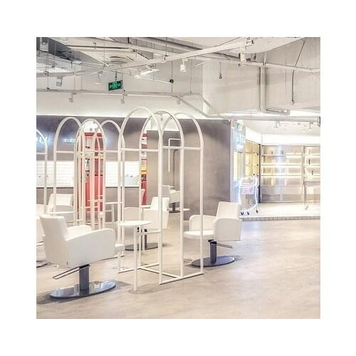 Net red hair salon special simple iron modern haircut mirror double sided floor mirror barber shop mirror