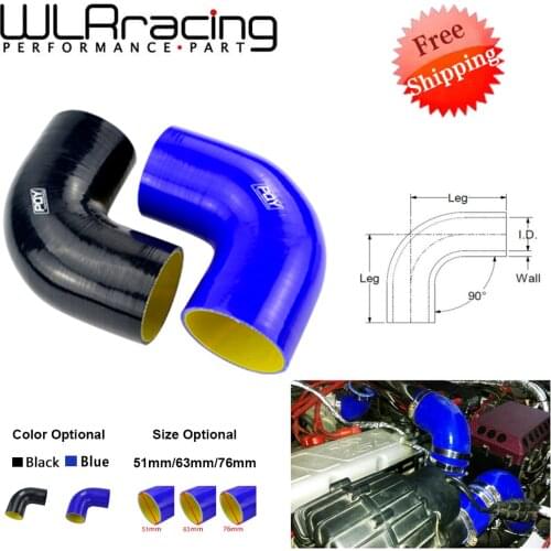 Free Shipping Black / Blue 2.0" 51mm / 2.5'' 63mm / 3'' 76mm 90 Degree 45 Degree Elbow Silicone Hose Pipe Turbo Intake