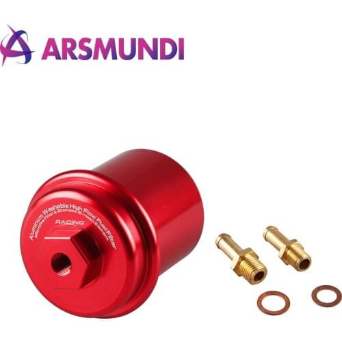 Universal Jdm Blue Aluminum High Flow Performance Fuel Filter Washable