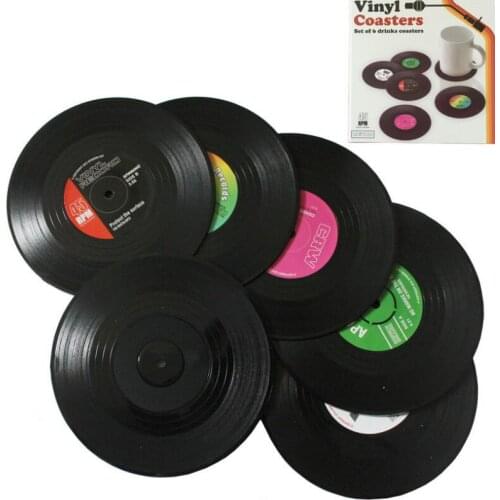 50set Home Table Cup Mat Creative Decor Coffee Drink Placemat Spinning Retro Vinyl CD Record Drinks Coasters LX7952