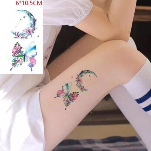Waterproof Temporary Tattoo Sticker Moon Butterfly Flower Small Cute Body Art Flash Tattoo Fake Tattoo for Women Men