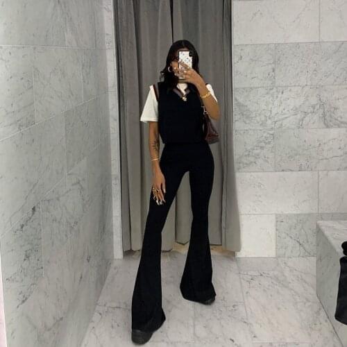 Womens Solid Color Flare Pants Casual High Waist Stretch Skinny Flared Pants flare pants hot pants y2k pants joggers women