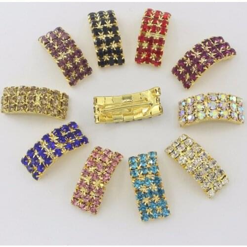 New 20mm 4/5" New Gold Rhinestone Embellishment Buckle DIY Accessories Decoration For Wedding Invitation Card For Ribbon Slider
