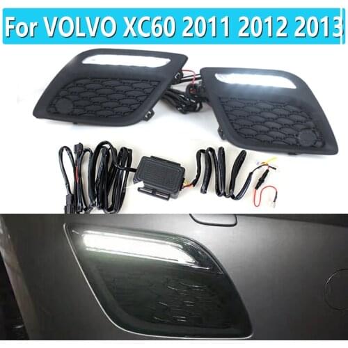 1Pair for VOLVO XC60 2011 2012 2013 LED Daylight DRL Daytime driving Running Lights Daylight cover light 12v fog lamp