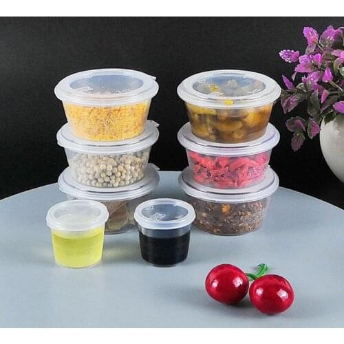 100pcs Transparent mini thick taste plastic cup new small round box takeaway packaging cups with lid kitchen accessories