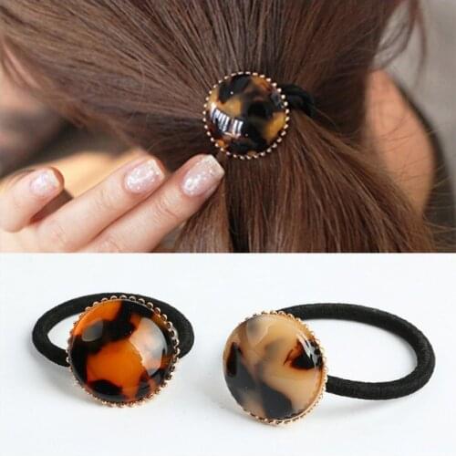 120pcs/lot DIY Multi Simple Acrylic Leopard Hair Bands Elasticity Round Rubber Band Hair Styling Tools Accessories HA1198