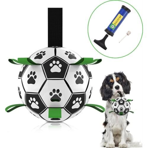15cm Dog Toy Interactive Game Ball Outdoor Training w/ Grab Tabs Pet Bite Chew Balls Toys Soccer Paw Football Puppy Large Dogs