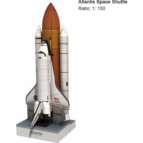3D Paper Model Space Library Cardboard House For Children Paper Toys 1: 150 Shuttle Atlantis Puzzle Handmade Rocket