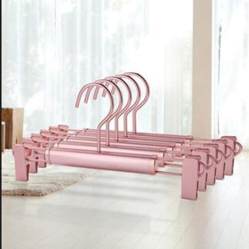 5 pcs/lot 32.5cm Aluminum Alloy Trousers Hangers Size Adjustable Pants Rack with Clips Seamless Dry-wet Clothing Hanging