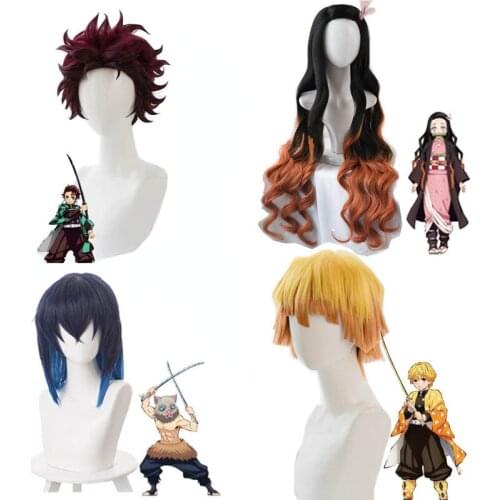 Anime Kimetsu no Yaiba demonio asesino Cosplay traje Kamado Tanjirou Nezuko Agatsuma Zenitsu Tomioka Giyuu Muzan Cosplay Wig