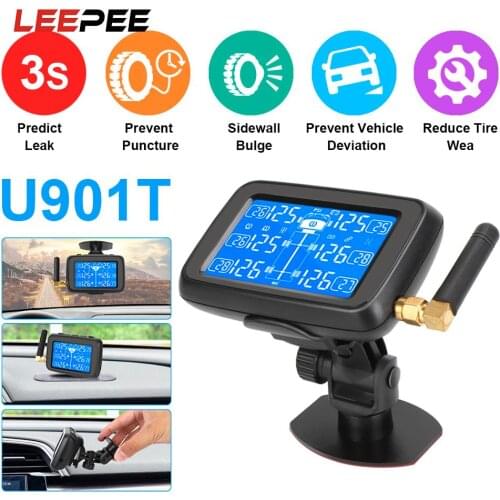 Auto Truck BUS TPMS Car Wireless Tire Pressure Monitoring System with 6 External Sensors Digital LCD Display Replaceable Battery