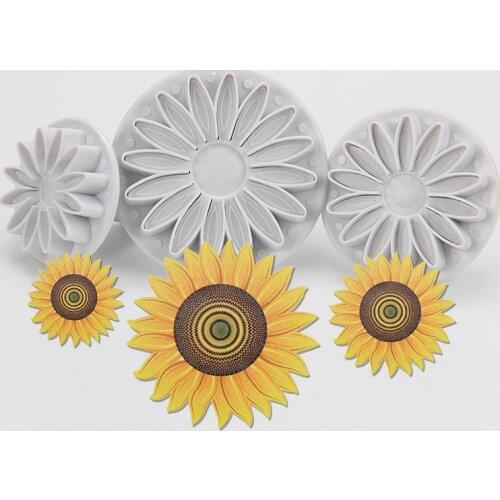 Free Shipping High Quality 3pcs Chrysanthemum-Shaped Plunger Cutter Cake Fondant Mold Set
