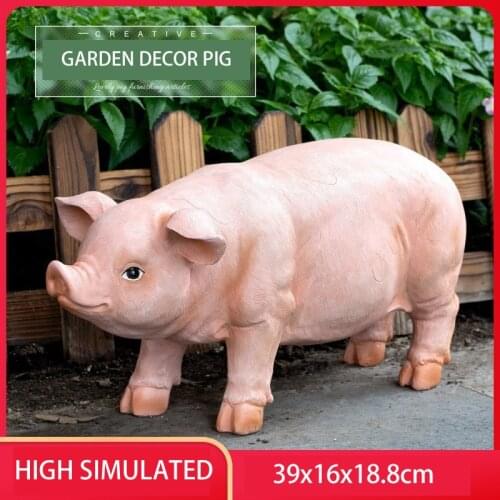 Large Cute Resin Garden Pig Statue Piggy Decorative Animal Sculpture For Home Store Desk Garden Decor Ornament Crafts Gift
