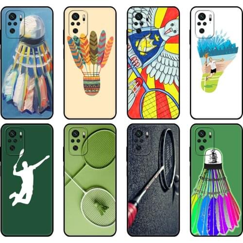 Black tpu Case For Xiaomi Redmi 9T Case Redmi Note 9T Note 10 Pro Case Sport Badminton Art