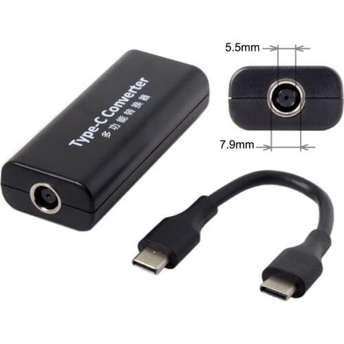 DC 7.9*5.5mm Jack ThinkPad X1 Carbon Input to USB3.1 USB-C Type-C Power Plug Charge Cable 45w for Macbook Laptop Phone