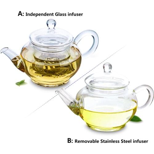 Elegant Heat Resistant Glass Small Flower Coffee Pot Teapot with Filter