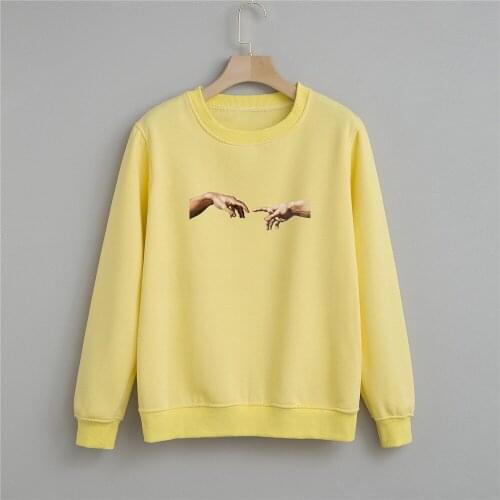 Creative Hand Printed Hoodies Women Oversized Cotton Sweatshirt Long Sleeve Hoodie Womens Pullovers Harajuku Korean Clothes