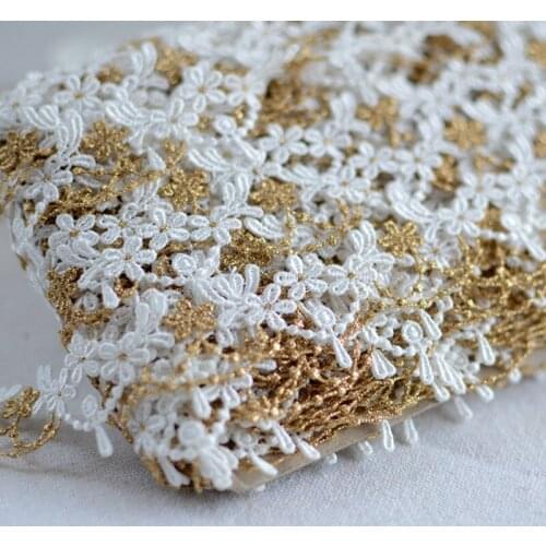 Nice Gold Thread Embroidery Water Soluble 3cm Wide Craft Lace Ribbon Handmade DIY Multi-purpose Dress Skirt Edging Accessories