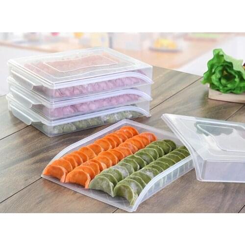 1PC Kitchen Dumpling Tray Home Frozen Dumpling Box Refrigerator Fresh-keeping Box Food Freezer Storage Box LF 261