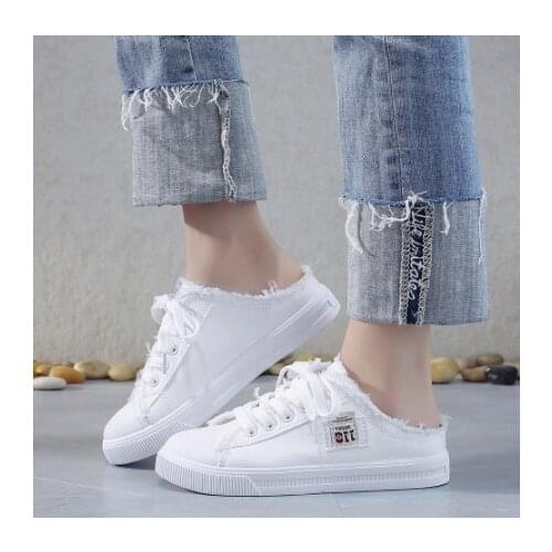 Summer womens canvas shoes, flat, unheeled casual sports shoes