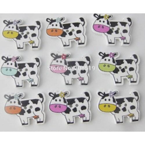 WBNGKL cutely children buttons wooden cow randomly 150pcs sewing supplies