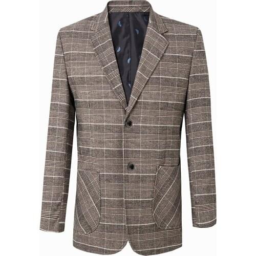 Fashion Coffee blue slim fit plaid Suit Jacket Mens Slim-Fit Suit Jacket Party Nightclub Host Evening Gown Men Plus Size S-3XL