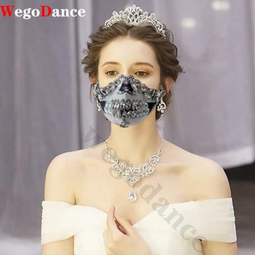 Fashion Bling Rhinestone Decoration Mask Jewlery Women Personality Elastic Hollow Night Club