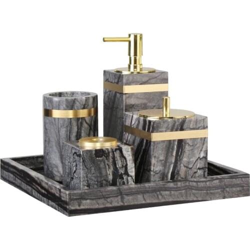 Bathroom Accessories Set Marble Soap Dispenser Toothbrush Holder/Rack & Gargle Cups Dishes Tray Lavatory Wedding Gifts