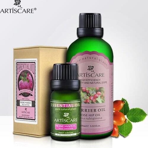 Whitening & Fade spots SET Rose essential oil + Rose Hip base oil Repair wrinkles & scars Anti Aging body Massage Skin Care Oil