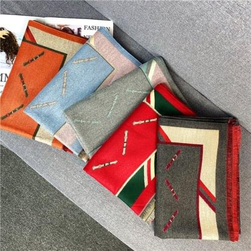 KOI LEAPING European and American style Winter new wild scarf female horse cashmere double-sided warm shawl scarf