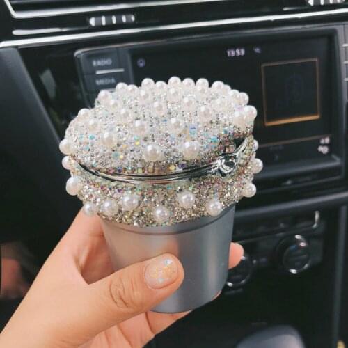 Rhinestone LED Light Ashtray Auto Travel Cigarette Ash Holder Cup Bling Girly Ashtray Car Accessories