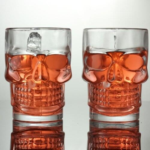 500ml Skull Face Beer Mug Drinking Glasses with Handle Funny Entertainment Glassware Halloween Decorations