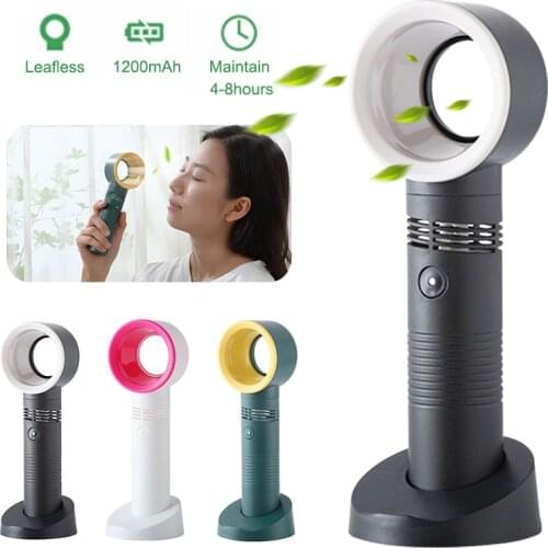 Portable Bladeless Fan Handheld No Leaf Ultra-quiet Fans Summer Mini Desktop Air Cooler for USB Rechargeab Travel Outdoor Office