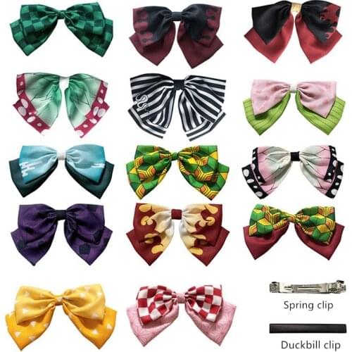 Anime Demon Slayer Cosplay duckbill clip Spring clip Bow-knot Headband Girls Headdress Hair Accessories Gifts For Girls