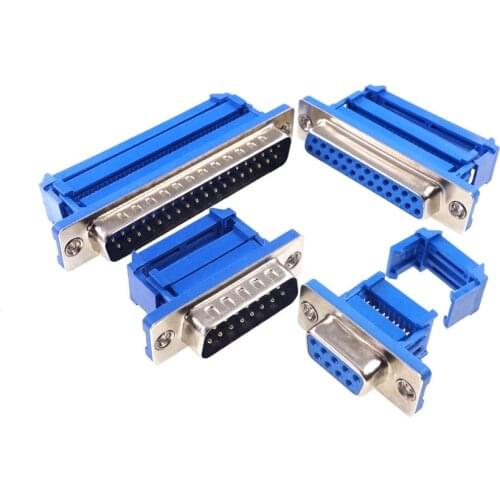5 Pcs D-sub Connector IDC Type 9 15 25 37 Pin Male / Female Flat Ribbon Cable 1.27 MM Pitch Crimp Rohs Reach Leed Free