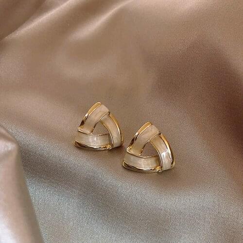 S925 Needle Stud Earrings Exquisite Korean Simple Geometry Triangle Drop Glaze Earrings Jewelry Wholesale