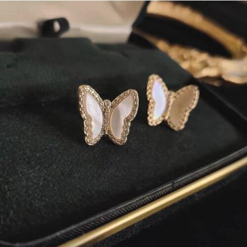 XIYANIKE Gold Color Butterfly Rhinestone Stud Earrings Geometric Alloy Accessories 2021 For Women Girls Fashion Party Jewelry