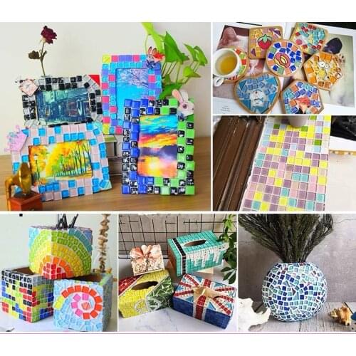 Mixed Mosaic Tiles Package Stepping Stone for Crafts Colorful Stained Glass Piece for Mosaic Project Marbles for Jewelry Making