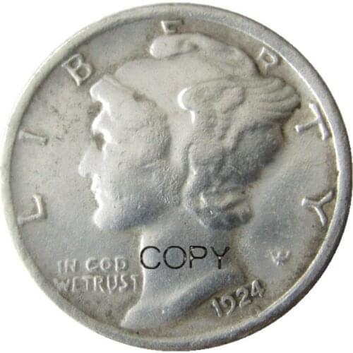 US Mercury Dime 1924 P/S/D Silver Plated Copy Coins