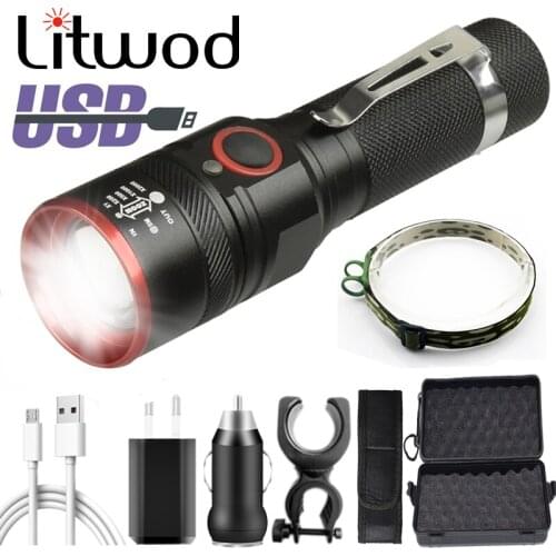 Bike Light Led Flashlight XM-L T6 USB Rechargeable 18650 Battery Torch 3000lm Aluminum Waterproof 3 Mode Lantern For Cycling z30