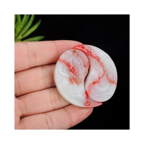 Zheru jewelry natural chicken blood jade couple dragon and phoenix pendant pendant necklace exquisite jewelry gift for mother to