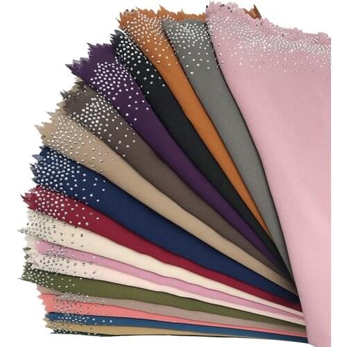 Fashion Chiffon Cut Floral Edges Muslim Hijab Womens Scarf Long Shawls Headscarf Hot Glitter Diamonds Islamic Voile 170*70cm