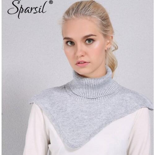 Sparsil Women Autumn Winter Turtleneck Knitted Cape Ring Scarf Irregular Design Solid Color Knitting Pullover Warm Soft Scarves