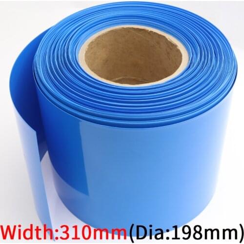 310mm Width 18650 Lithium Battery Film Wrap PVC Heat Shrink Tube Sheath Cover Insulated Cable Sleeve Pack Protection Blue Black