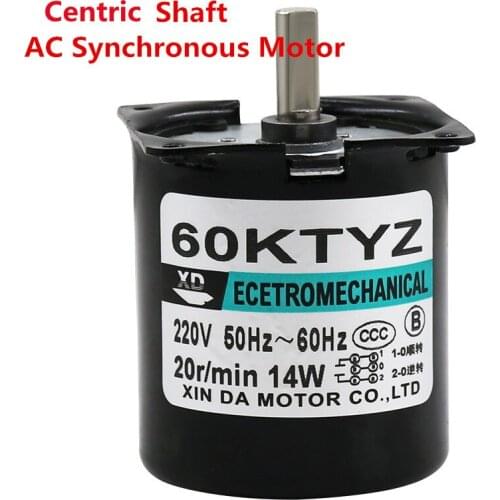 60KTYZ Eccentric Shaft AC Synchronous Motor 220V14W Gear High Torque Low Speed Permanent Magnet Two-way Motor