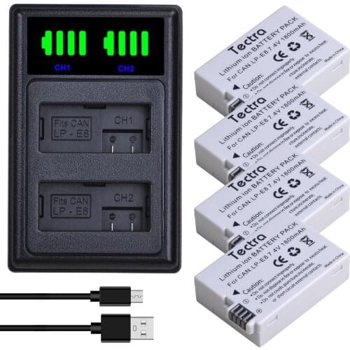 1800mah LP-E8 LPE8 LP E8 Rechargeable Battery Batterie AKKU+LCD Dual Charger for Canon EOS 550D 600D 650D 700D X4 X5 X6i X7i T2i
