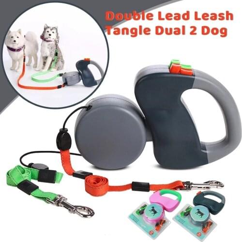Automatic Retractable Reflective Double-Ended Traction Rope One plus Two Dogs Chain Two Dog Leash Pet Supplies Puppy Patrol Rope