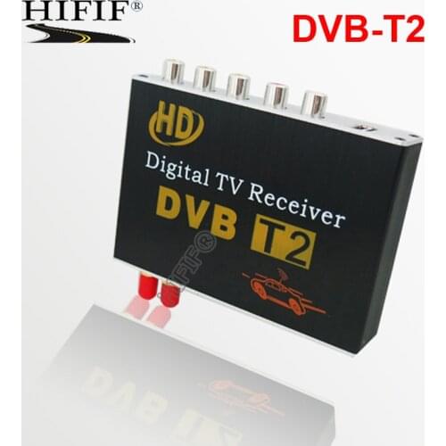 Car digital TV tuner DVB-T2 Double tuner Double chip Freeview Receiver Mobile TV Box MPEG4 MPEG2 H264 1080P High Quality Russia